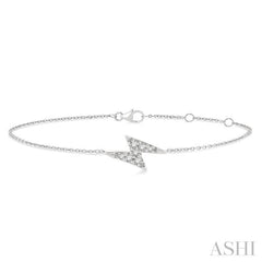 1/10 Ctw Petite Lightning Bolt Round Cut Diamond Fashion Bracelet in 10K White Gold