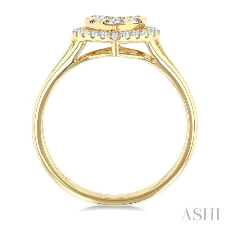 1/2 Ctw Heart Shape Lovebright Round Cut Diamond Engagement Ring in 14K Yellow & White gold