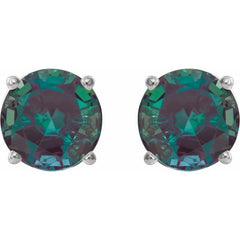 14K White Gold 7 mm Lab-Grown Alexandrite Earrings