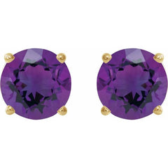 14K Yellow 7 mm Natural Amethyst Earrings