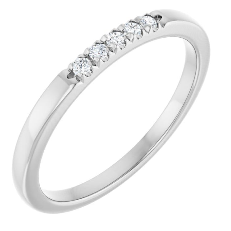 14K White .08 CTW Lab-Grown Diamond French-Set Anniversary Band