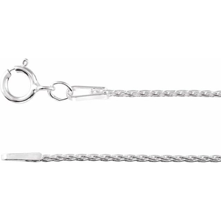 14K White 1 mm Wheat 20" Chain