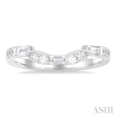 1/3 Ctw Curved Baguette and Round Cut Diamond Wedding Band in 14K White Gold