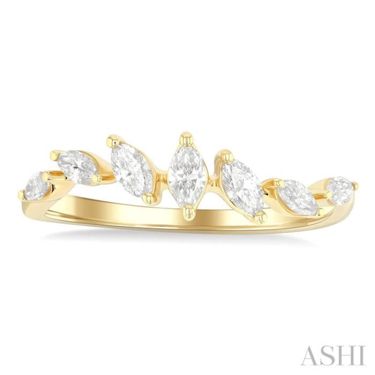1/3 Ctw Wave Scatter Marquise Cut Diamond Fashion Band in 14K Yellow Gold