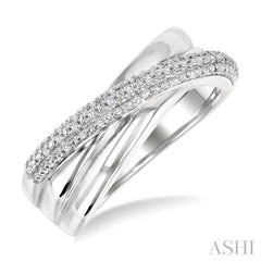 1/8 Ctw Bold Criss-Cross Round Cut Diamond Fashion Band in Sterling Silver