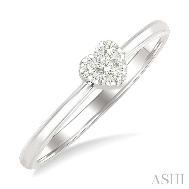 1/10 Ctw Lovebright Petite Heart Shape Round Cut Diamond Fashion Ring in 10K Yellow and White Gold