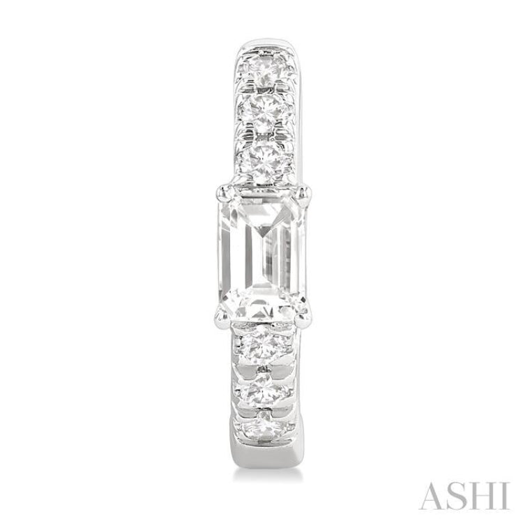 3/8 Ctw Octagon Shape and Round Cut Diamond Fashion Huggie Petite Earrings in 14K White Gold