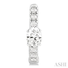 3/8 Ctw Oval Shape and Round Cut Diamond Fashion Huggie Petite Earrings in 14K White Gold