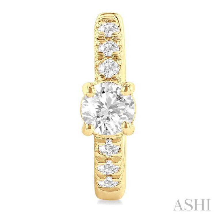 3/8 Ctw Round Shape Round Cut Diamond Fashion Huggie Petite Earrings in 14K Yellow Gold