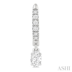 3/8 Ctw Oval Shape and Round Cut Diamond Fashion Huggie Petite Earrings in 14K White Gold