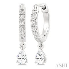3/8 Ctw Pear Shape and Round Cut Diamond Fashion Huggie Petite Earrings in 14K White Gold