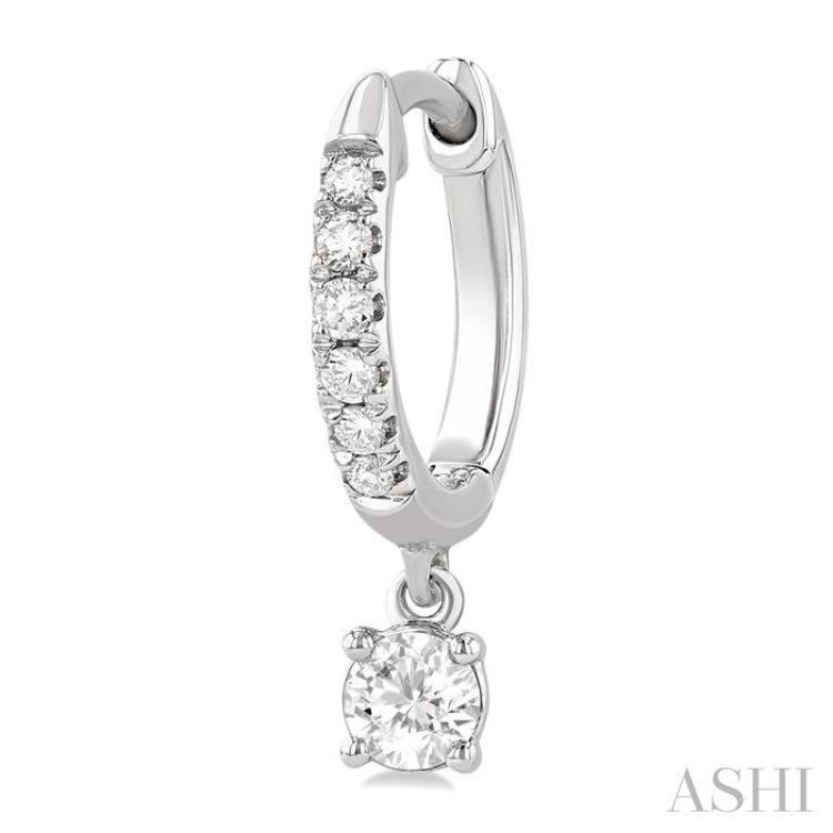 3/8 Ctw Round Shape Round Cut Diamond Fashion Huggie Petite Earrings in 14K White Gold