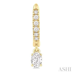 3/8 Ctw Oval Shape and Round Cut Diamond Fashion Huggie Petite Earrings in 14K Yellow Gold