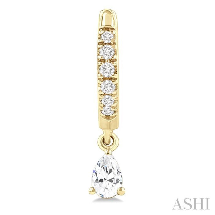 3/8 Ctw Pear Shape and Round Cut Diamond Fashion Huggie Petite Earrings in 14K Yellow Gold