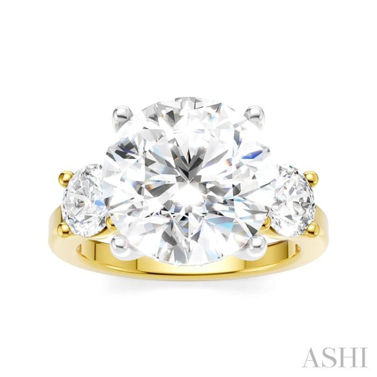 1 1/10 Ctw Tri-Mount Past, Present and Future Round Cut Diamond Semi-Mount Engagement Ring in 14K Yellow and White Gold