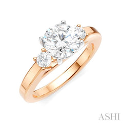 1/4 Ctw Tri-Mount Past, Present and Future Round Cut Diamond Semi-Mount Engagement Ring in 14K Rose and White Gold