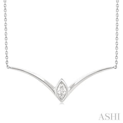 1/4 Ctw Chevron Bezel Marquise Cut Diamond Necklace in 14K White Gold