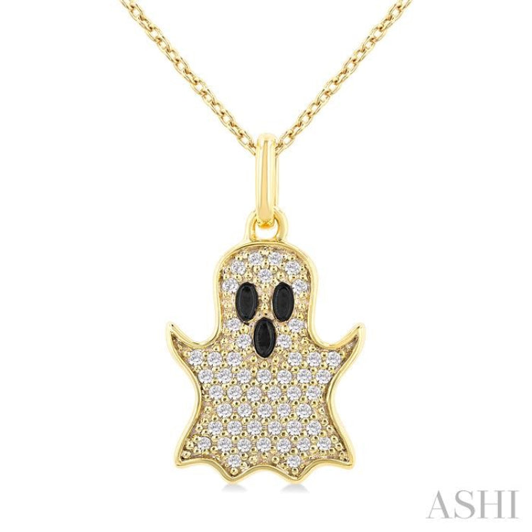 1/6 Ctw Petite Ghost Single Cut Diamond Fashion Pendant With Chain in 10K Yellow Gold