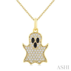 1/6 Ctw Petite Ghost Single Cut Diamond Fashion Pendant With Chain in 10K Yellow Gold