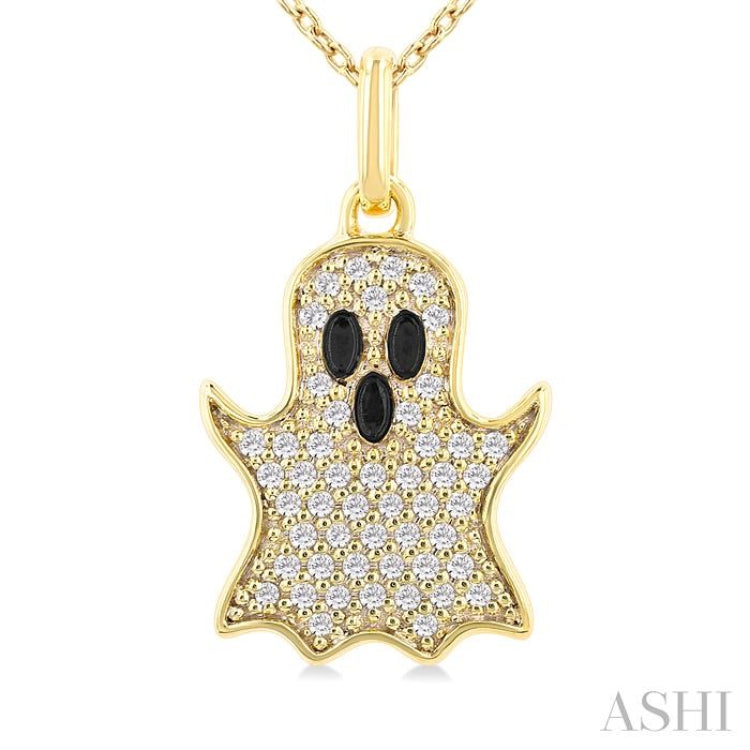 1/6 Ctw Petite Ghost Single Cut Diamond Fashion Pendant With Chain in 10K Yellow Gold