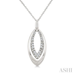 1/10 Ctw Marquise Shape Inner Link Single Cut Diamond Pendant With Chain in Sterling Silver
