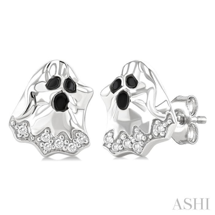 1/20 Ctw Petite Ghost Single Cut Diamond Fashion Earrings in 10K White Gold