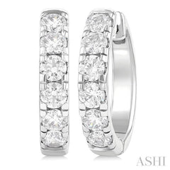 1 1/2 Ctw Round Cut Diamond Hoop Earrings in 14K White Gold