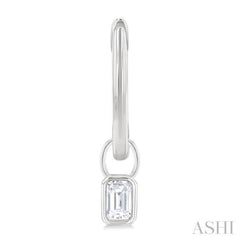 1/3 Ctw Bezel Set Emerald Cut Diamond Huggie Earrings in 14K White Gold