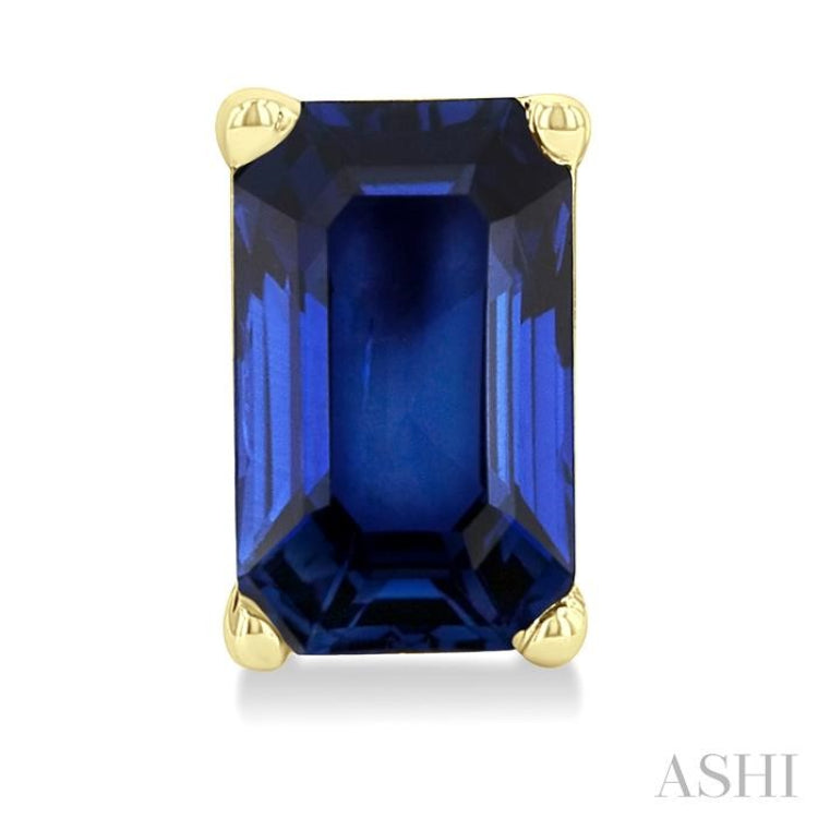 5X3 MM Octagon Shape Sapphire Precious Stud Earrings in 14K Yellow Gold