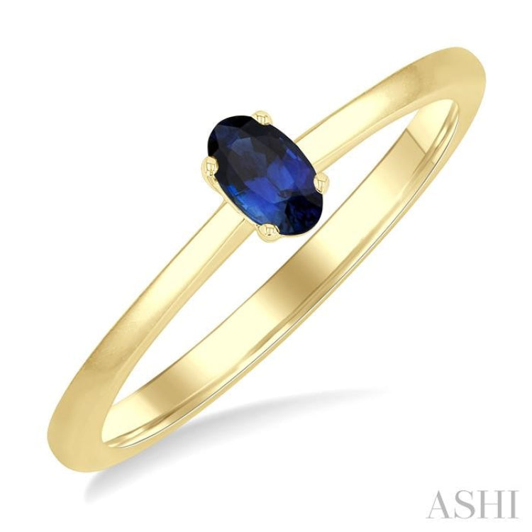 5x3 MM Oval Shape Sapphire Precious Solitaire Ring in 14K Yellow Gold