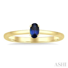 5x3 MM Oval Shape Sapphire Precious Solitaire Ring in 14K Yellow Gold