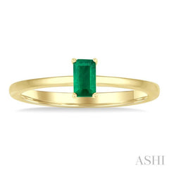 5x3 MM Octagon shape Emerald Precious Solitaire Ring in 14K Yellow Gold
