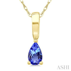 5X3 MM Pear Shape Tanzanite Precious Solitaire Pendant With Chain in 14K Yellow Gold