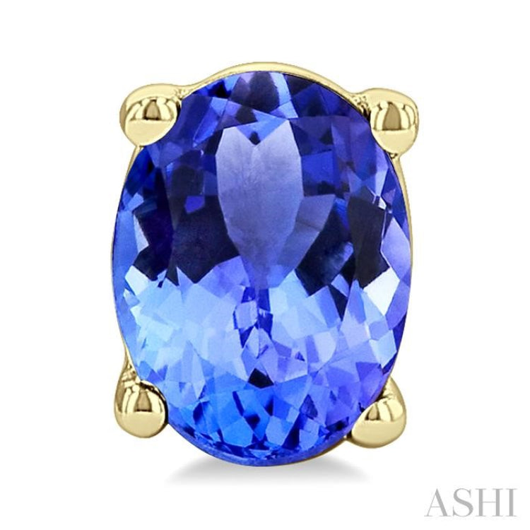 4X3 MM Oval Shape Tanzanite Precious Stud Earrings in 14K Yellow Gold
