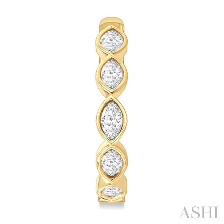 1 Ctw Bezel Set Marquise Cut Diamond Fashion Hoop Earrings in 14K Yellow Gold