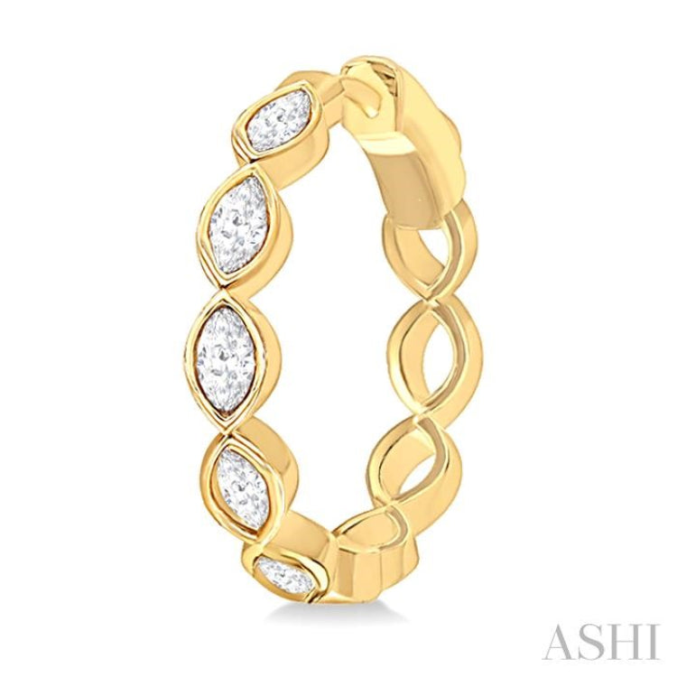 1 Ctw Bezel Set Marquise Cut Diamond Fashion Hoop Earrings in 14K Yellow Gold