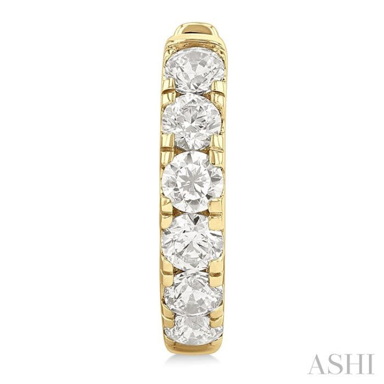 1 Ctw Round Cut Diamond Hoop Earrings in 14K Yellow Gold