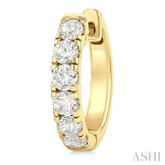 1 Ctw Round Cut Diamond Hoop Earrings in 14K Yellow Gold