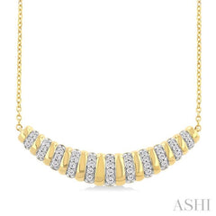 1/5 Ctw Ribbed Dome Round Cut Diamond Necklace in 10K Yellow Gold