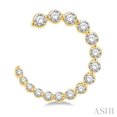 3/4 Ctw Graduated Round Cut Diamond Open Hoop Earring in 14K Yellow Gold