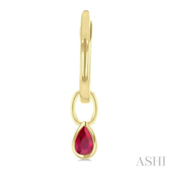 5x3 MM Bezel Set Pear Cut Ruby Precious Fashion Huggie Earrings in 14K Yellow Gold