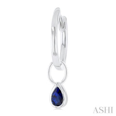 5x3 MM Bezel Set Pear Cut Sapphire Precious Fashion Huggie Earrings in 10K White Gold