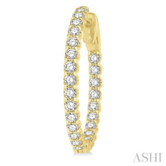 1 1/2 Ctw Inside-Out Round Cut Diamond Hoop Earrings in 14K Yellow Gold