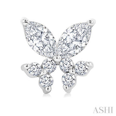 3/8 Ctw Marquise and Round Cut Diamond Criss-Cross Fish Stud Earrings in 14K White Gold