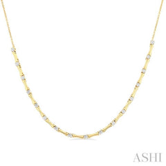 1/2 Ctw Halfway Bamboo Internodes Round Cut Diamond Fashion Necklace in 14K Yellow Gold