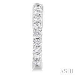 1 Ctw Inside-Out Embellished Round Cut Diamond Hoop Earrings in 14K White Gold