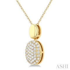 1/4 Ctw Oval Shape Mount Pave Set Round Cut Diamond Pendant in 10K Yellow Gold with Chain