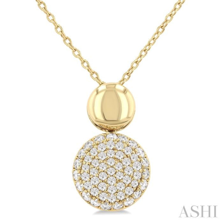 1/4 Ctw Circular Mount Pave Set Single Cut Diamond Fashion Pendant With Chain in 10K Yellow Gold