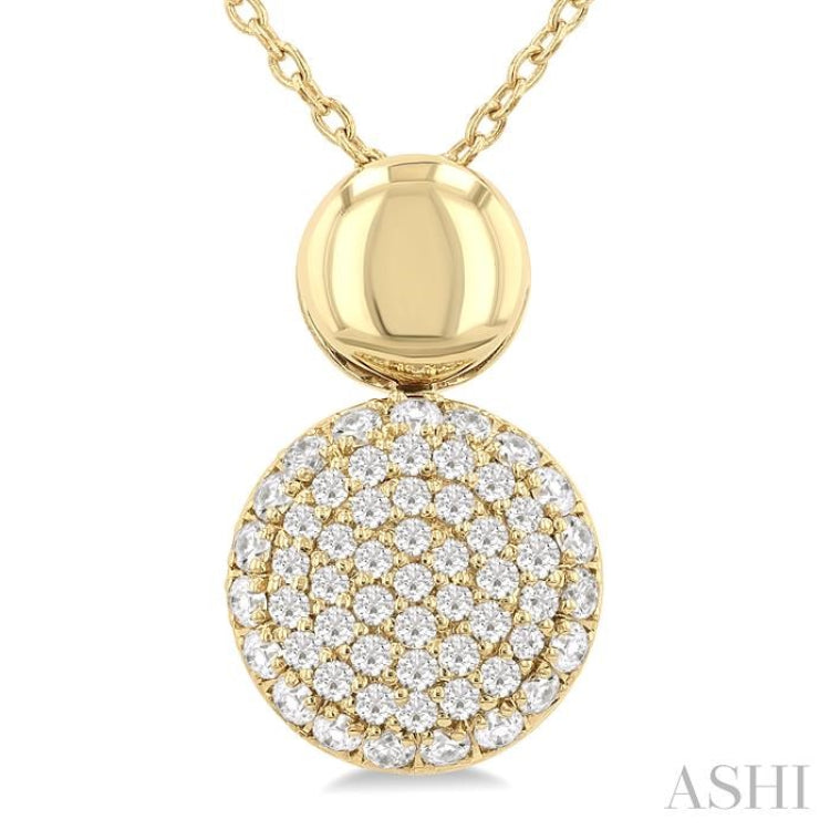 1/4 Ctw Circular Mount Pave Set Single Cut Diamond Fashion Pendant With Chain in 10K Yellow Gold
