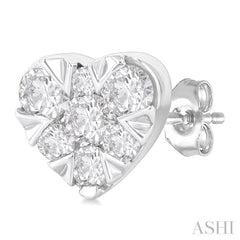 1/6 Ctw Lovebright Petite Heart Shape Round Cut Diamond Fashion Stud Earring in 10K White Gold
